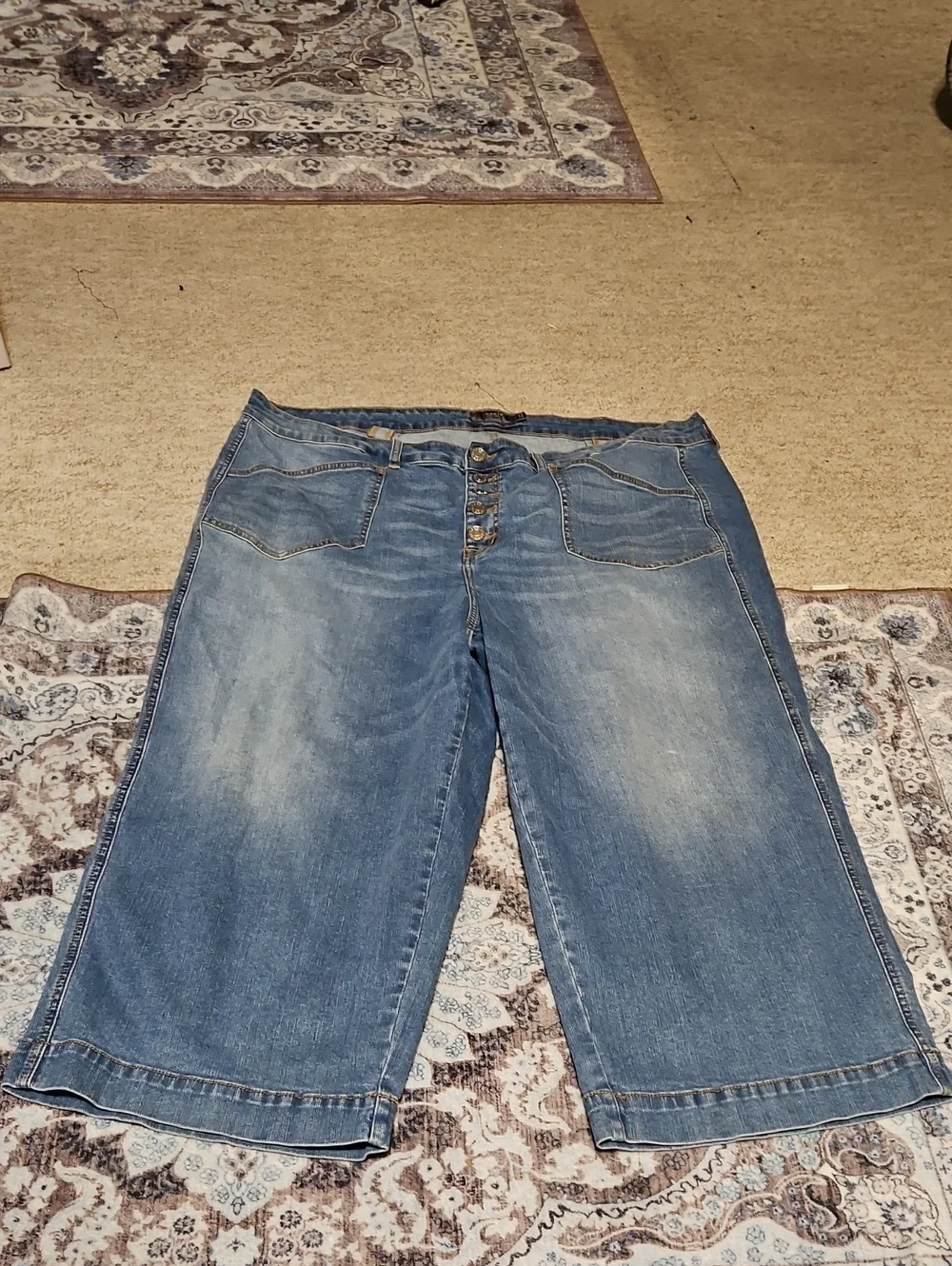 torrid Light Blue Washed Cropped Denim Bermudas